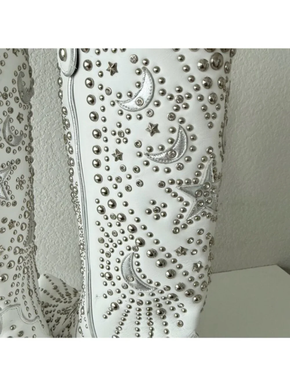 Lane SOLSTICE White Cowboy Boots Embellished Western Cowgirl Tall Snip Toe 11 - Picture 15 of 16
